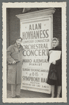 Alan Hovhaness and Maro Ajemian outside Symphony Hall, Boston