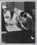 George Avakian, Billy Strayhorn, and Duke Ellington at piano
