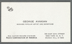 George Avakian's RCA business card