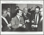 George Avakian and Benny Goodman meet with the Composers Union of the USSR (From left, composer Aram Khatchaturian, writer Leonid Pereverzev, Tikhon Khrennikov, Avakian, USIS officer Terence Catherman, and Goodman)