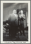 Jimmy Rushing and Edmond Hall at Office of War Information broadcast, Eddie Condon behind Rushing