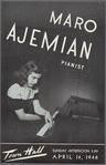 Flier for Maro Ajemian performance at Town Hall