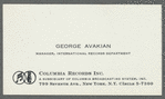 George Avakian's Columbia Records business card