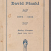 Program fun 50 yehrigen yubileum fun Dovid Pinsḳi, 1872-1922, zunṭiḳ nokhmiṭog, 16ṭen April, 1922, Hipodrom, Nyu Yorḳ