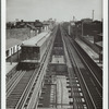 The Myrtle Avenue El, seen from Grand Ave. station overpass, Brooklyn, N.Y.