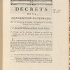 Décrets de la Convention nationale, des 16 Pluviôse et 6 Germinal, an second de la république françoise, une et indivisible: 10, Qui abolit l'esclavage des Negres dans les colonies: 20, Portant que les fonctions d'arbitres ne peuvent être remplies que par des citoyens munis d'un certificat de civisme