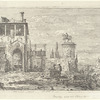 Paysage avec une statue équestre