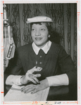 Portrait of Betty Granger, host of the WLIB (New York) talk radio program "At Home With Betty Granger," circa 1955