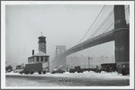 Brooklyn Bridge (Brooklyn side) on a cold, dreary winter day