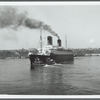 The Liberte being pushed around 90 [degrees] in the Hudson River, leaving for France