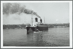 The Liberte being pushed around 90 [degrees] in the Hudson River, leaving for France