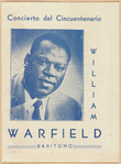 Portrait of baritone William Warfield from concert program cover, circa 1953