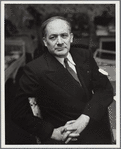Photograph of Raphael Lemkin seated, turned