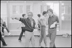 Gerald Freedman and unidentified other in rehearsal for the stage production West Side Story