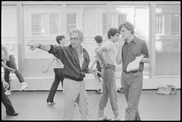 Gerald Freedman and Peter Gennaro [?] in rehearsal for the stage production West Side Story