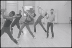 Choreographer Michael Peters (right) and musicians posed in rehearsal for the stage production Dreamgirls