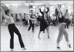 Choreographer Michael Bennett directs Donna McKechnie and others in rehearsal for the gala performance number 3,389 of the stage production A Chorus Line