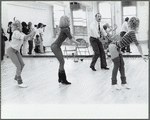 Choreographer Michael Bennett directs dancers in rehearsal for the gala performance number 3,389 of the stage production A Chorus Line