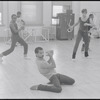 Unidentified dancer (gesturing on knees) in rehearsal for the stage production Dreamgirls