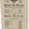 Theater playbill for "Fluch und Segen" and "Unser Verkehr," presented by the Königlich Preußisch privilegirte Fallersche Schauspieler-Gesellschaft, Głogów, January 19, 1824