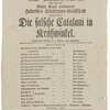 Theater playbill for "Die falsche Catalani in Krähwinkel," presented by the Königlich Preußisch privilegirte Fallersche Schauspieler-Gesellschaft, Głogów, February 22, 1827