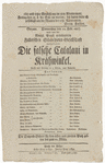 Theater playbill for "Die falsche Catalani in Krähwinkel," presented by the Königlich Preußisch privilegirte Fallersche Schauspieler-Gesellschaft, Głogów, February 22, 1827