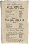 Theater playbill for "Liebes-Intriguen auf der Frankfurter Messe," "Der geraubte Kuß" and "Die beiden Hofmeister, oder Asinus asinum fricat," Głogów, March 26, 1827