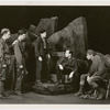 James Gregory, Alfred Etcheverry, Charles Ellis, Jose Ferrer and Paul Muni in Act I of the stage production Key Largo