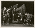 James Gregory, Alfred Etcheverry, Charles Ellis, José Ferrer, and Paul Muni in Act I of the stage production Key Largo