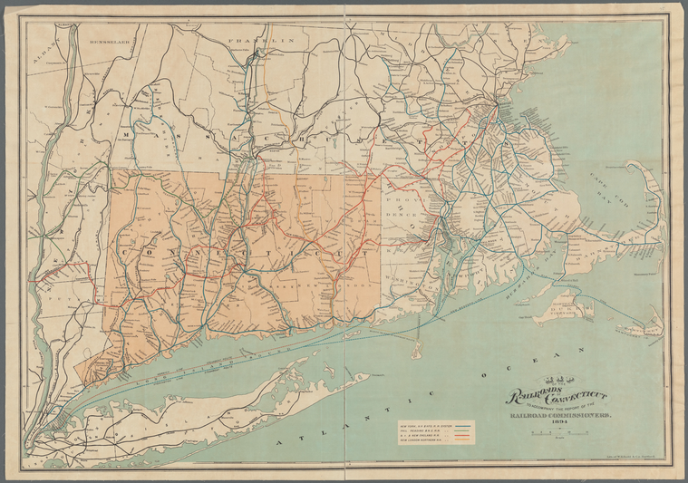 Map of the railroads of Connecticut NYPL Digital Collections