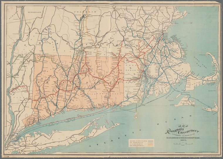 Map of the railroads of Connecticut - NYPL Digital Collections