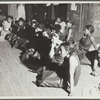 Group receiving instructions for "Cotton Pickin'" scene in "Jacob's Ladder"