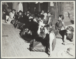 Group receiving instructions for "Cotton Pickin'" scene in "Jacob's Ladder"