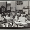 Remedial reading and arithmetic training, house on chalkboard, St Thomas School