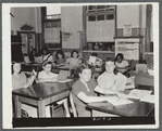 Remedial reading and arithmetic training, house on chalkboard, St Thomas School