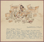 Correspondence with overseas personnel file - illustrated letter addressed to Mac