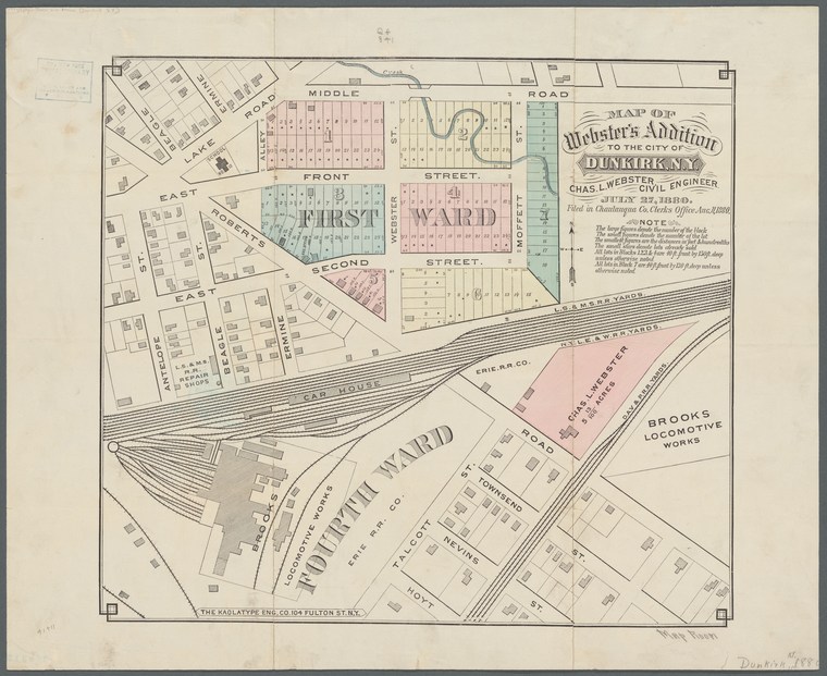Map of Webster's Addition to the city of Dunkirk, N.Y. - NYPL Digital  Collections