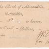 Bank of Alexandria check made payable to William Pearce