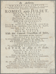 Program for American Company at New Theatre, Phila., April 7, 1767