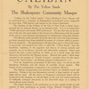 Promotional flier for College of the City of New York production of Caliban. The Shakespeare Masque 