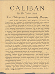 Promotional flier for College of the City of New York production of Caliban. The Shakespeare Masque 