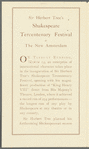 Flier for Henry VIII starring Sir Herbert Tree, from New Amsterdam Theatre Shakespeare Tercentenary Festival