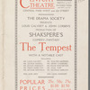 Flier for Drama Society production of The Tempest at Century Theater