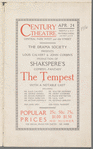 Flier for Drama Society production of The Tempest at Century Theater