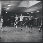 [B3-13] Dancers in rehearsal (men on point) for the stage production West Side Story