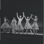 Chita Rivera and chorus in the stage production West Side Story