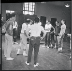 Jerome Robbins directs fight scene rehearsal for the stage production West Side Story