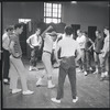 Jerome Robbins directs fight scene rehearsal for the stage production West Side Story