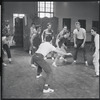 Dancers rehearse fight scene for the stage production West Side Story