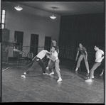 Dancers rehearse fight scene for the stage production West Side Story